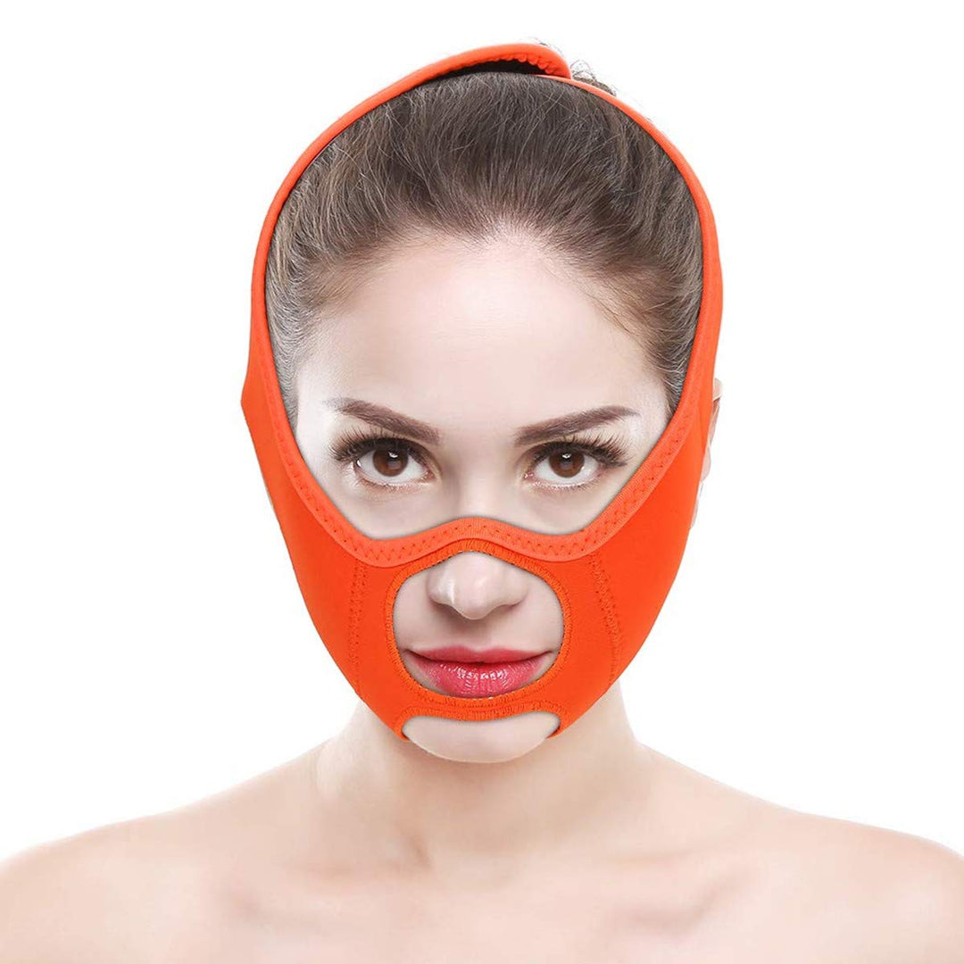 Face Slimming Strap Double Chin Reducer for Shaping Face Eliminates Sagging Skin Lifting Firming Anti Aging, Reusable (Orange)