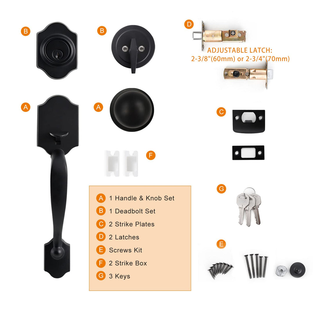Natsukage Front Door Handle Set Heavy Duty Entry Door L