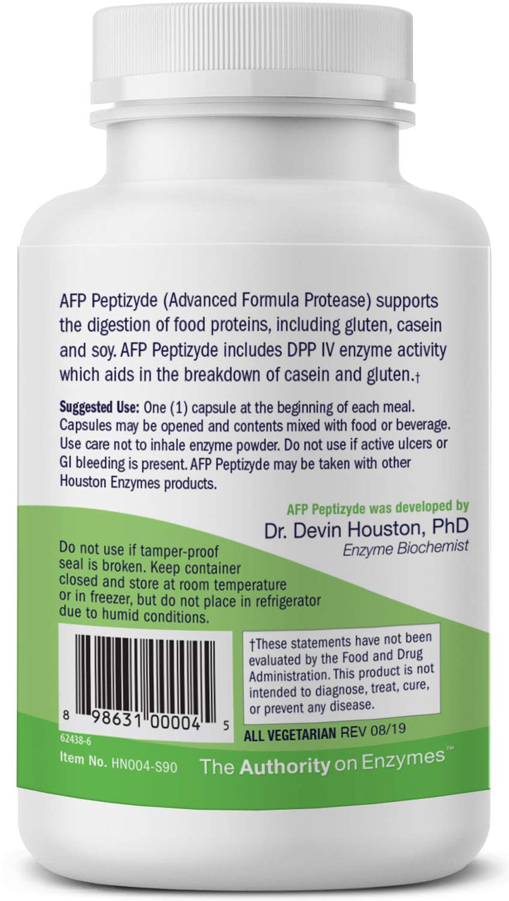 AFP Peptizyde - Digestive Enzyme Combination for Protein, Casein &amp; Gluten Proteins - Digestive Enzymes for Women and Men (90 Capsules)