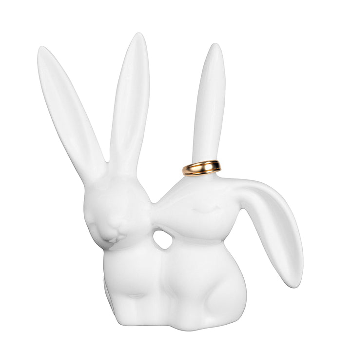 Ceramic Bunny Rabbits Ring Holder