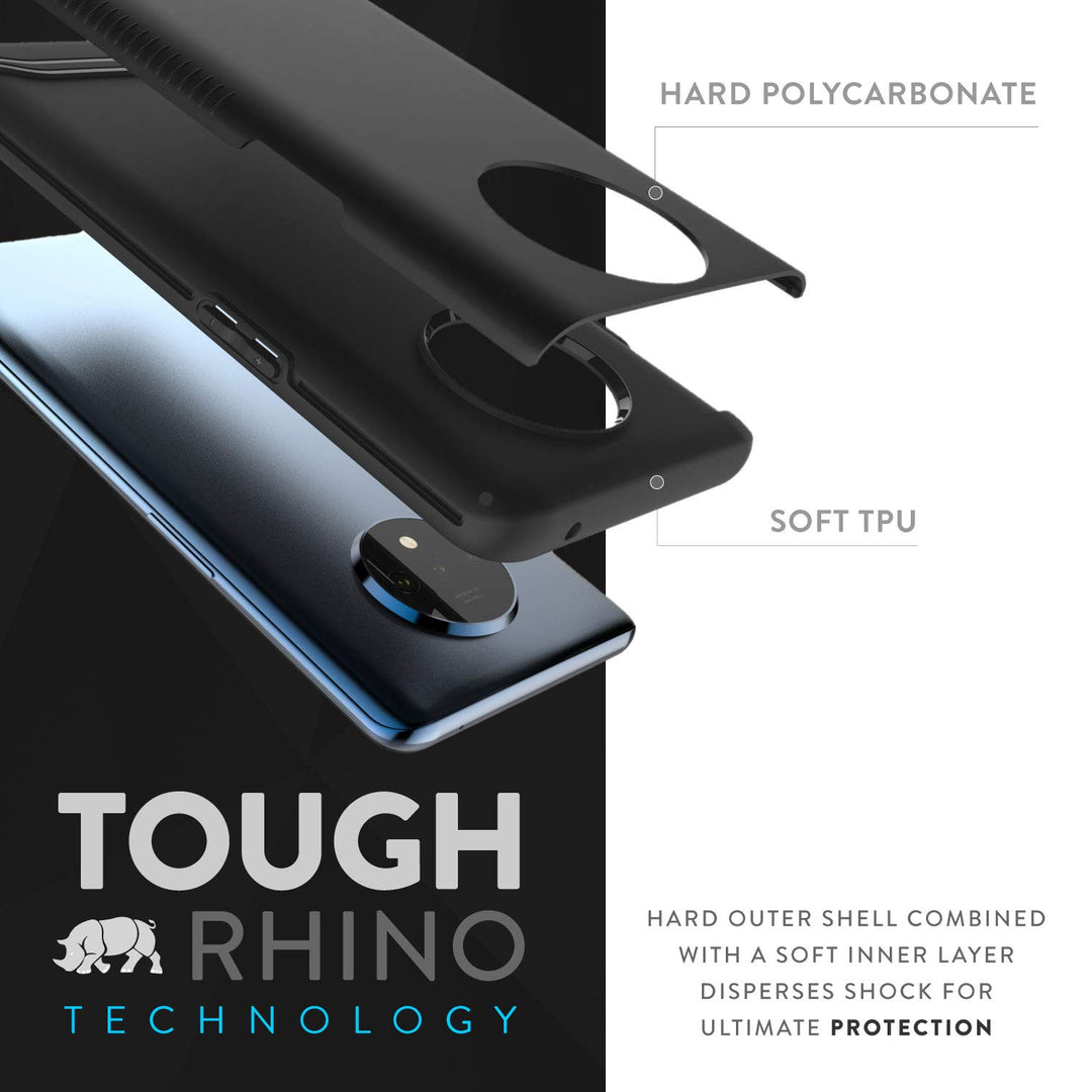 DualShield Designed for OnePlus 7T Case (2019), [Merge] Shockproof Military Grade Heavy Duty Dual Layer Slim Protective Phone Case - Matte Black