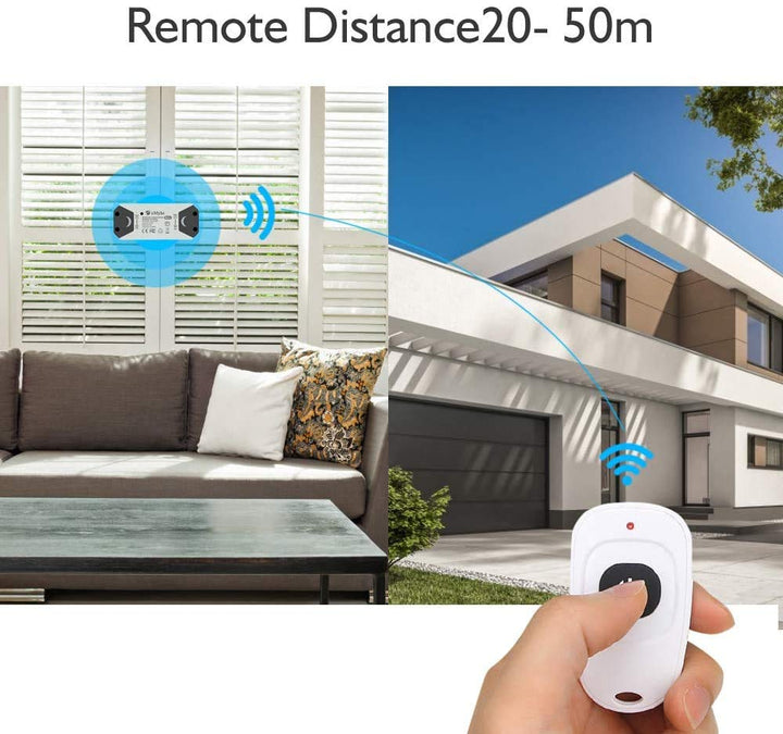 eMylo Smart RF Motor Controller Switch Relay Wireless Remote Control Switch 12V Motor Switch 433Mhz for Rolling Door, Electric Curtains/Locks, Water Pump, DC 5V-24V with 2 Transmitters (1 Pack)