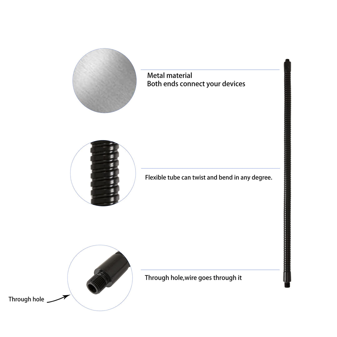 Gooseneck Microphone Arm,Flexible Gooseneck Microphone Stand12,Versatile Mounting for Most Stands Tripods Rigs Grips and Clamps ,Black