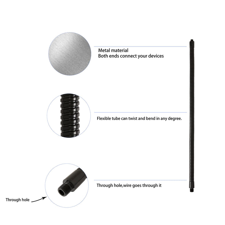 Gooseneck Microphone Arm,Flexible Gooseneck Microphone Stand12,Versatile Mounting for Most Stands Tripods Rigs Grips and Clamps ,Black