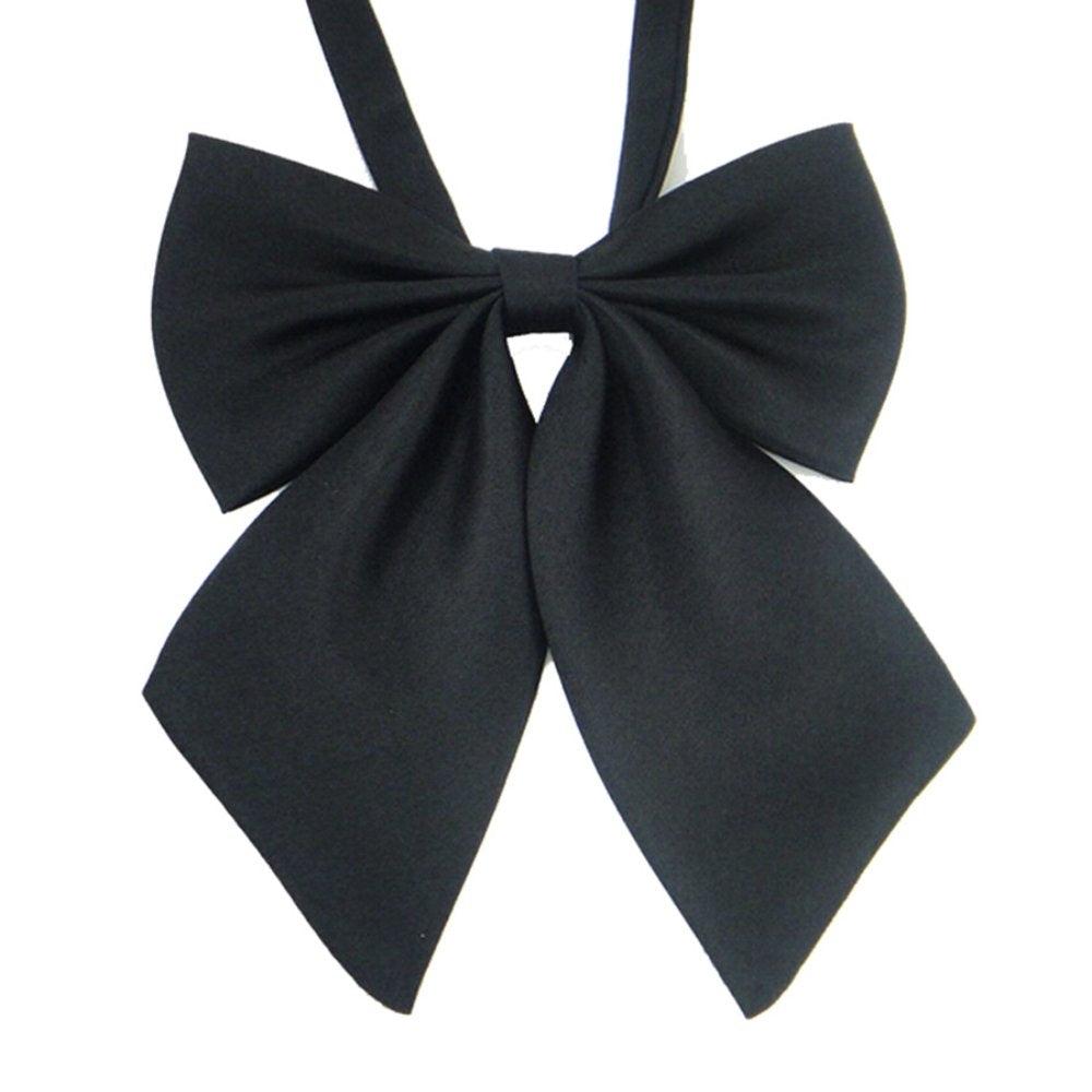 Adjustable Pre-tied Bow Tie Solid Color Bowties for Women ties,Black