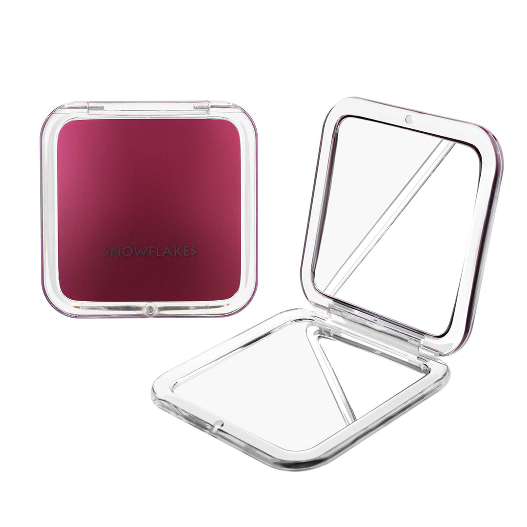 Magnifying Compact Mirror - Snowflakes Elegant Compact Pocket Mini Makeup Mirror Double Sided 1x/10x Magnification Cosmetic Mirrors Handheld Portable for Travel and Purses (Purple)