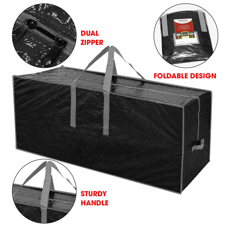 Christmas Tree Storage Bag | Fits Up to 7.5 Ft. Tall Disassembled Tree I 45x15x20 Holiday Tree Storage Case | Protective Zippered Artificial Xmas Tree Bag (7.5ft, Black)