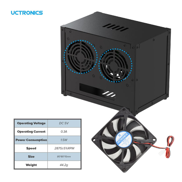 Upgraded Complete Enclosure for Raspberry Pi Cluster, with 4 Removable Mounting Brackets for Pi 5, 4B, 3B+/3B, and Other B Model and 2 Cooling Fans,support 4 2.5 SSD and Switch