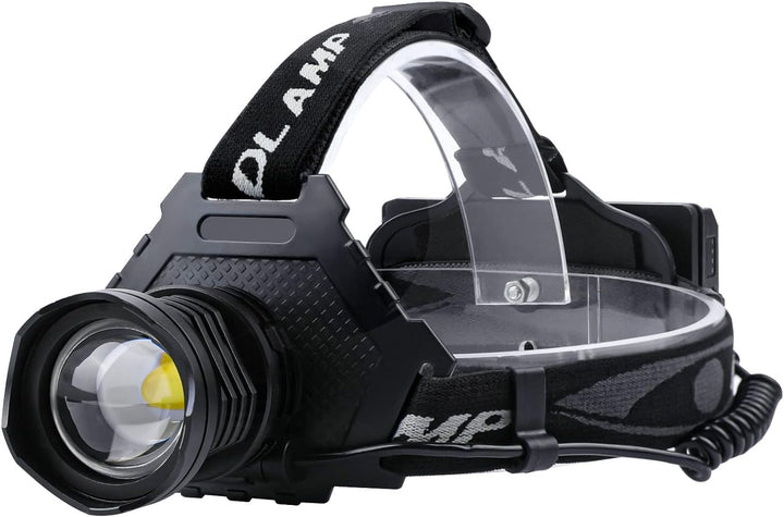 AMAKER LED Rechargeable Headlamp, 900000 High Lumens Super Bright with 5 Modes & IPX7 Level Waterproof USB Rechargeable Zoom Headlamp, 90° Adjustable for Outdoor Camping, Running, Cycling, Climbing