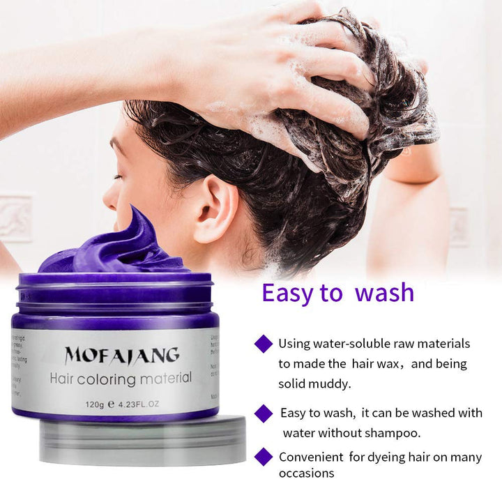 Unisex Disposable Temporary Hair Coloring Styling Hair Mud Disposable Hair Coloring Hair Wax Disposable Hair Cream Halloween Dress Up (purple)