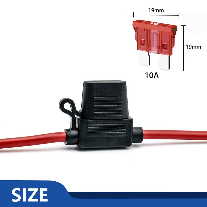 10 Pack 16 AWG Inline Fuse Holder - 12 Volts Fuse Holder for 10A Blade Fuse