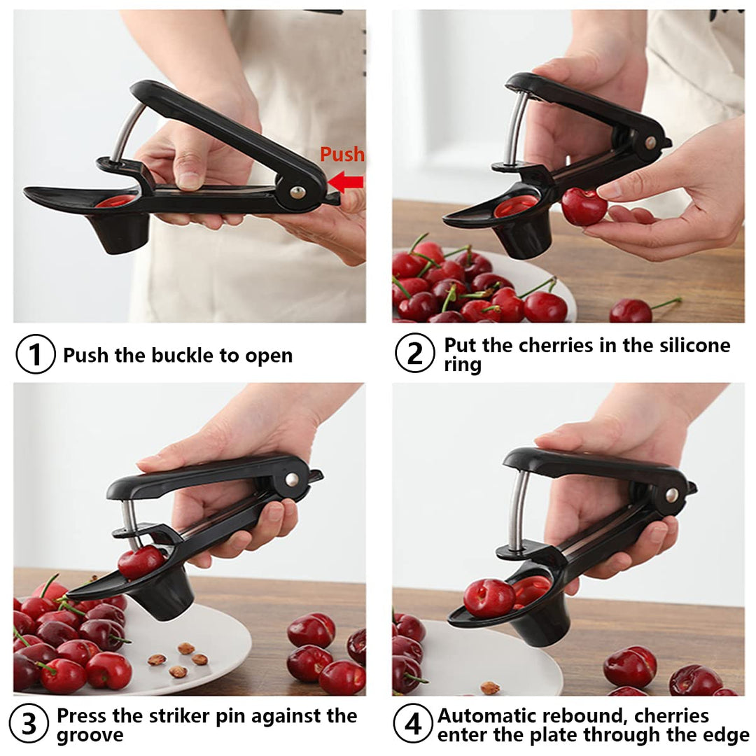 TaurusScrew Cherry Pitter Tool, Cherry Pit Remover Tool, Cherry Picker, Fruit Core Remover Design for Make Delicious Cherries Dishes and Cocktail Cherries (Black)