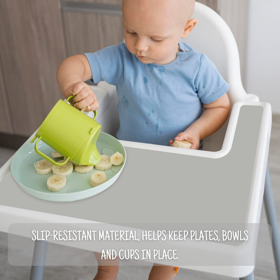 High Chair Placemat for IKEA Antilop Baby High Chair, Silicone Placemats, High Chair Tray Finger Foods Placemat for Boys and Girls, Babies, Toddlers (Light Gray)