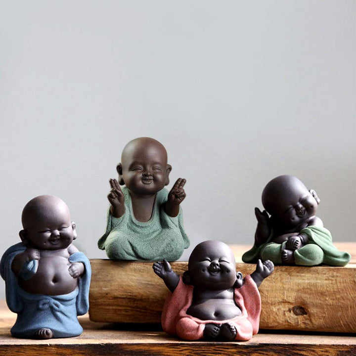 Kingzhuo A Collection of 4 Cutie Buddhas - Red Smiling,