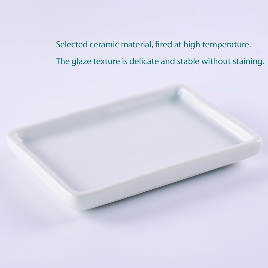 2 PCS Ceramic Soap Tray, Vanity Tray, Bathroom Organizer Countertop for Candle &amp; Jewelry Ring &amp; Perfume &amp; Shampoo, Small Rectangle, Color White