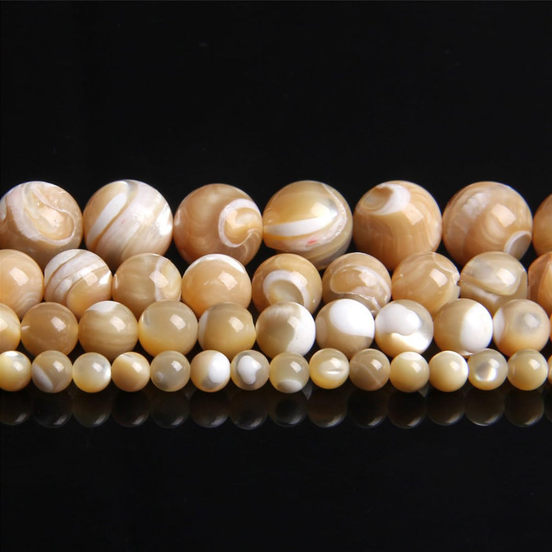 HAAMIIQII 45pcs 8mm Natural Brown Mother of Pearl Shell