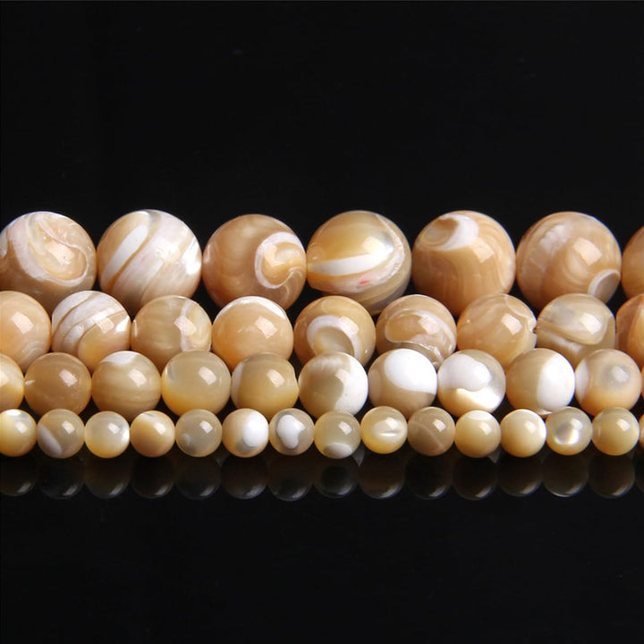 HAAMIIQII 45pcs 8mm Natural Brown Mother of Pearl Shell