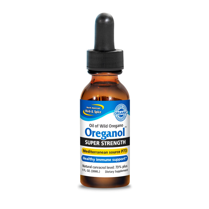NORTH AMERICAN HERB &amp; SPICE Super Strength Oreganol - 1 fl. oz. - Unprocessed, Wild, Organic Oregano Oil - Mediterranean Source P73 - Non-GMO - 432 Servings