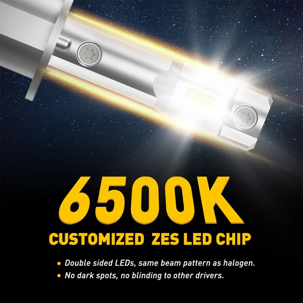 AUXITO H1 LED Bulbs, 15000LM Per Set, 6500K Xenon White
