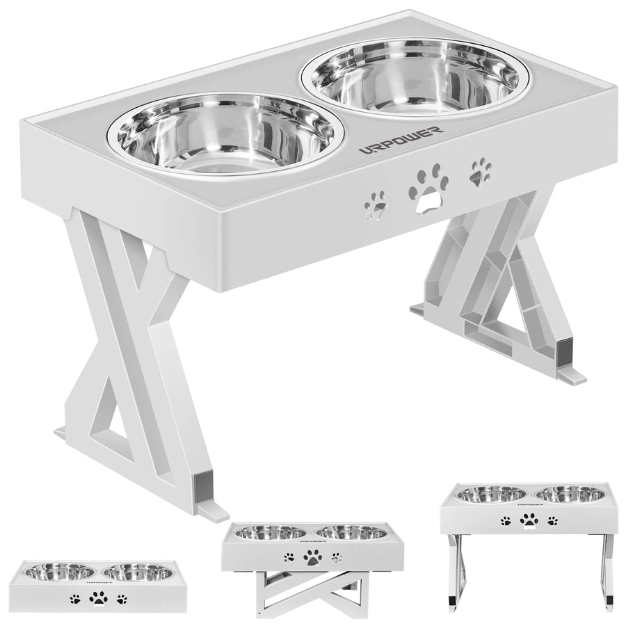 Elevated Dog Bowls Adjustable Raised Dog Bowl with 2 Stainless Steel 1.5L Dog Food Bowls Stand Non-Slip No Spill Dog Dish Adjusts to 3 Heights 2.8”, 8”, 12”for Small Medium Large Dogs and Cats