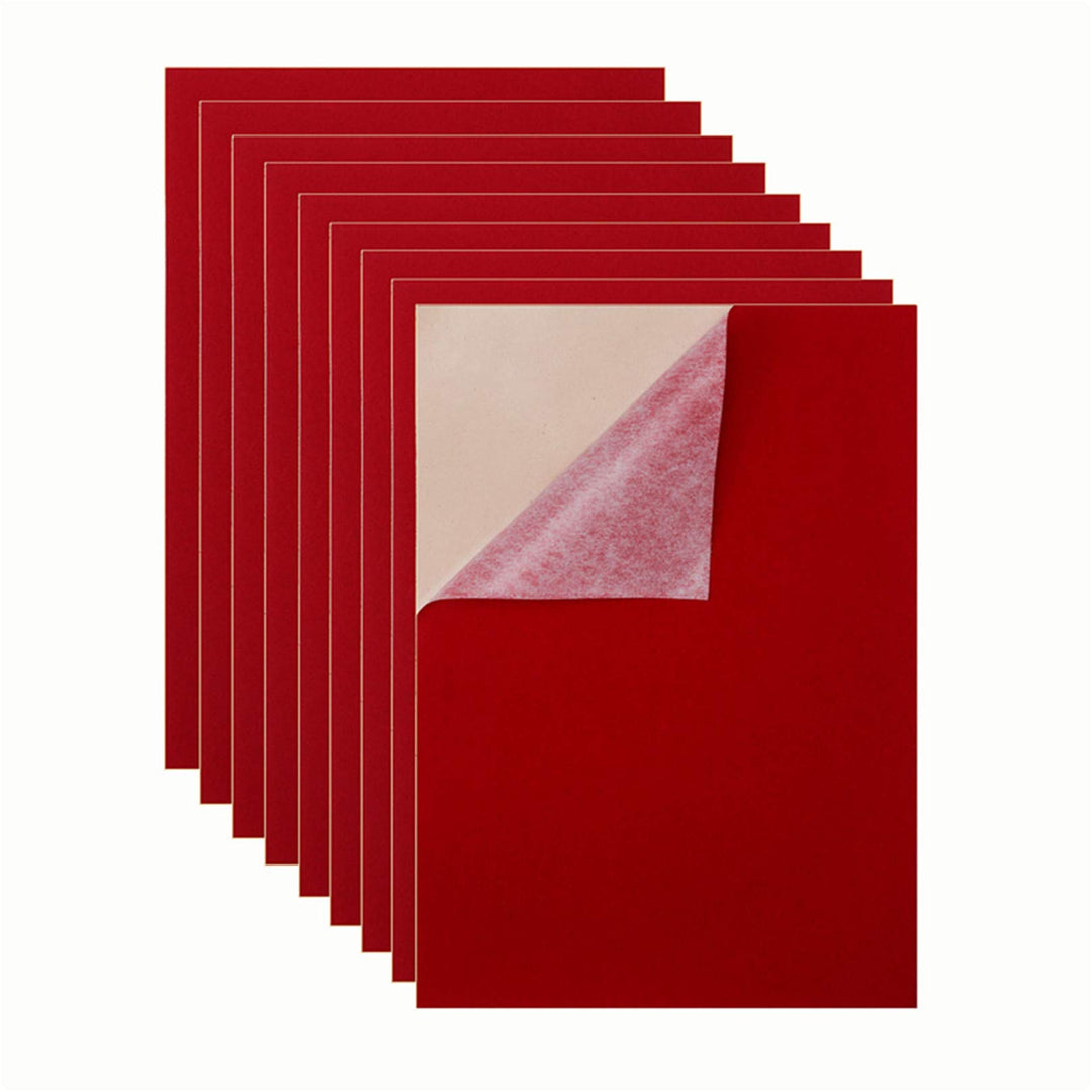 10PCS Self Adhesive Felt, DIY Self Adhesive Fabric for Art &amp; Crafts, Peel and Stick Felt for Drawer/Jewelry Box Felt Liner, A4 Size (8.3 x 11.8, Red)