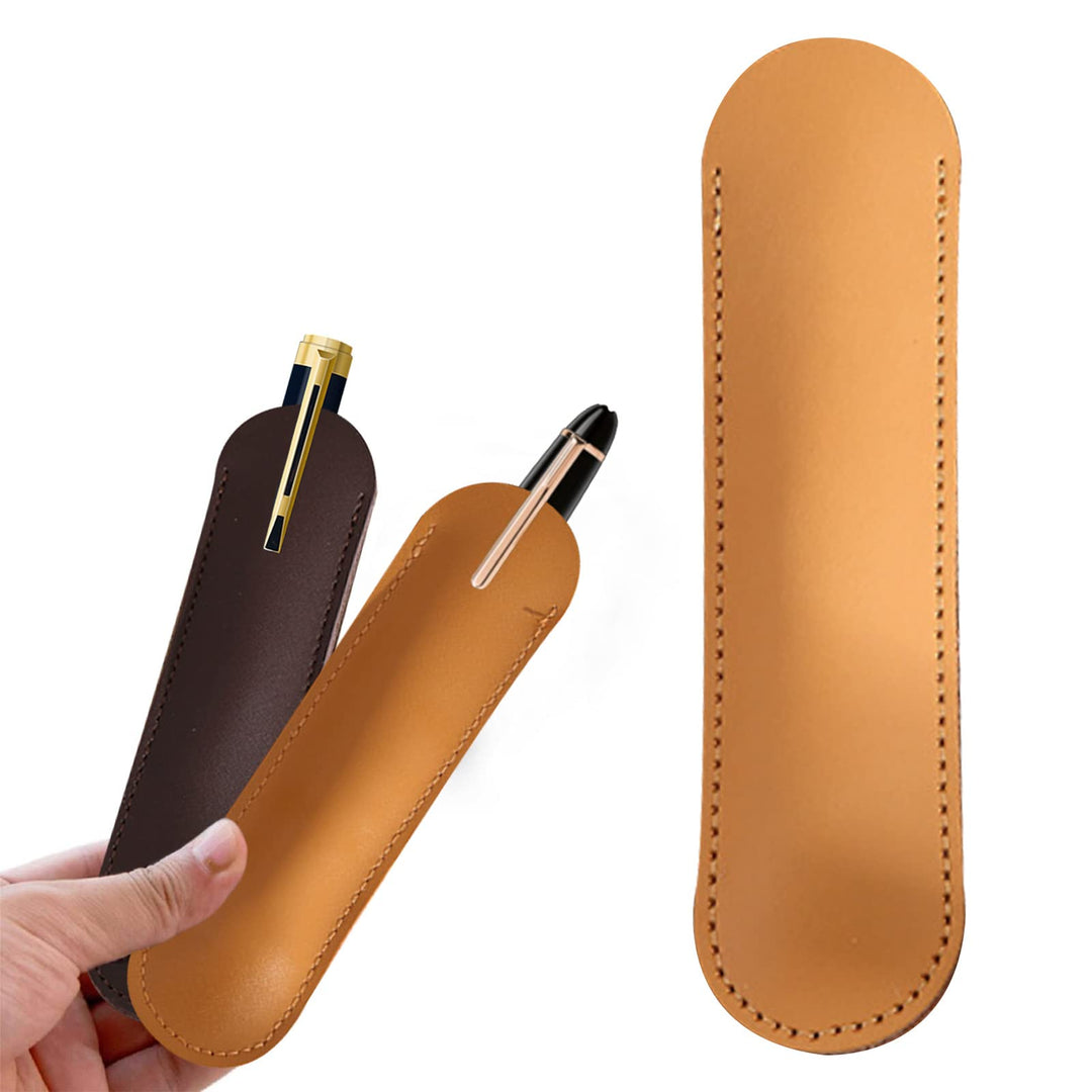 Set of 3 Leather Fountain Pen Sleeve Case Holder Pencil Pouch for Single Pen Office Accessories