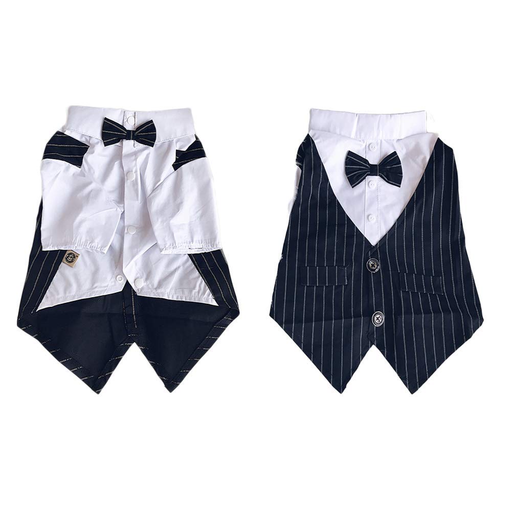 Meioro Pet Clothes Dog Shirt Dog Tuxedo Bow Tie Shirt S