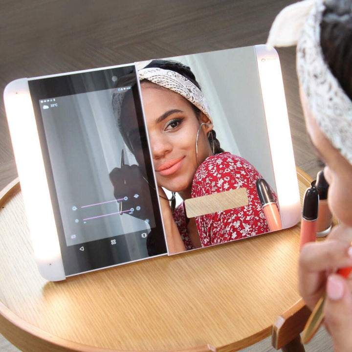Himirror Slide: Smart Makeup Mirror With Skin Detector, Smart Beauty Mirror With Led Lights, Vanity Mirror With Foldable Stand, 1 count