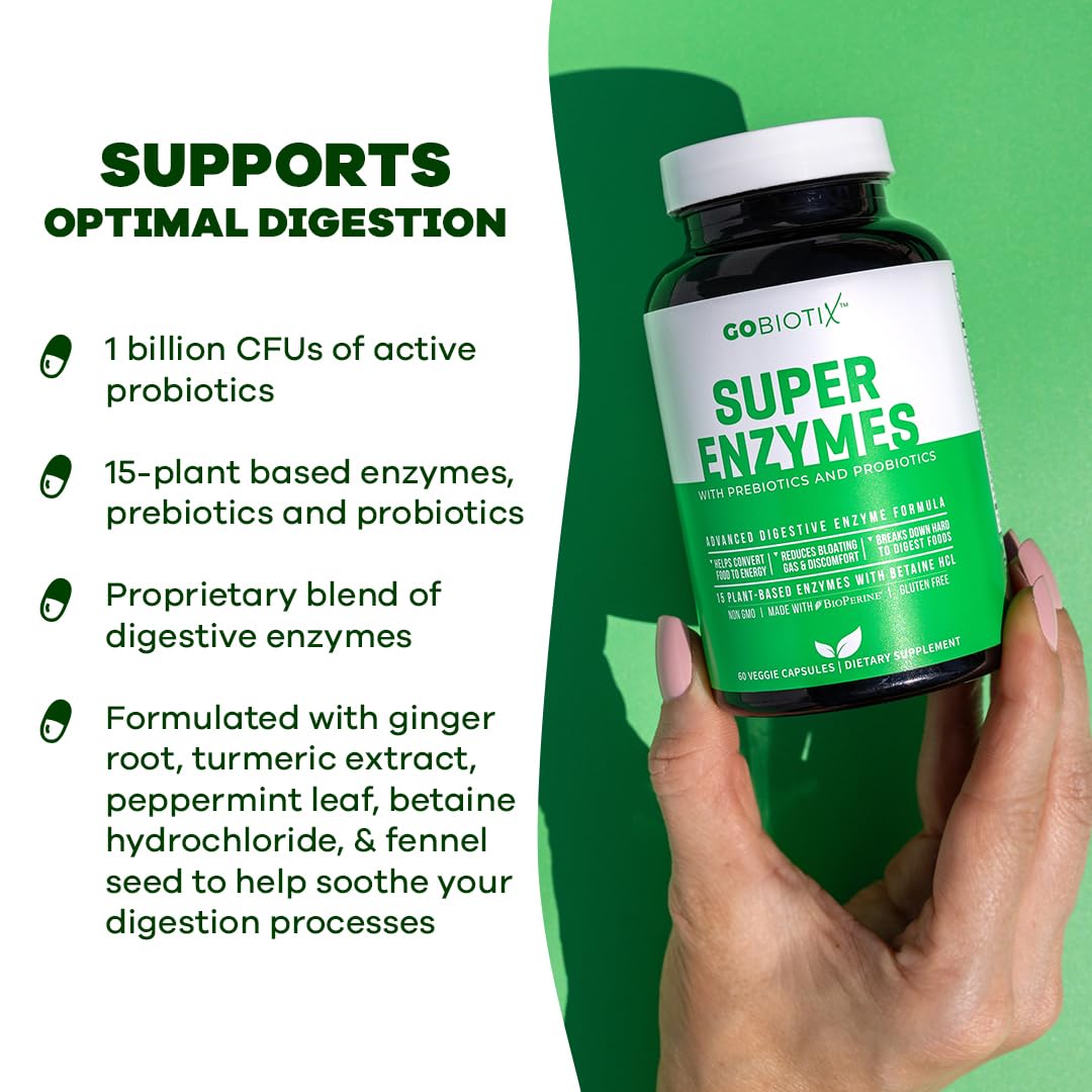 Digestive Enzymes Supplement with Prebiotics and Probiotics for Women and Men - Gut Health, Gluten Digestion, Lactose Absorption, Plant Based Dietary Pills - 120 Capsules