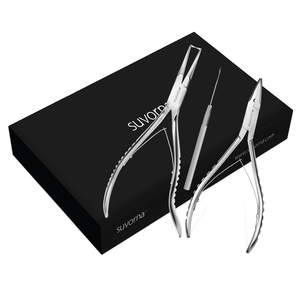 Hairpal 3 Piece Micro Ring Hair Extension and Beading Plier Tool Kit Set, Polished Steel