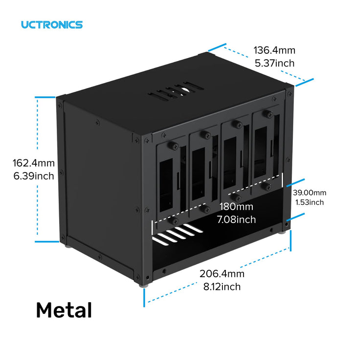 Upgraded Complete Enclosure for Raspberry Pi Cluster, with 4 Removable Mounting Brackets for Pi 5, 4B, 3B+/3B, and Other B Model and 2 Cooling Fans,support 4 2.5 SSD and Switch