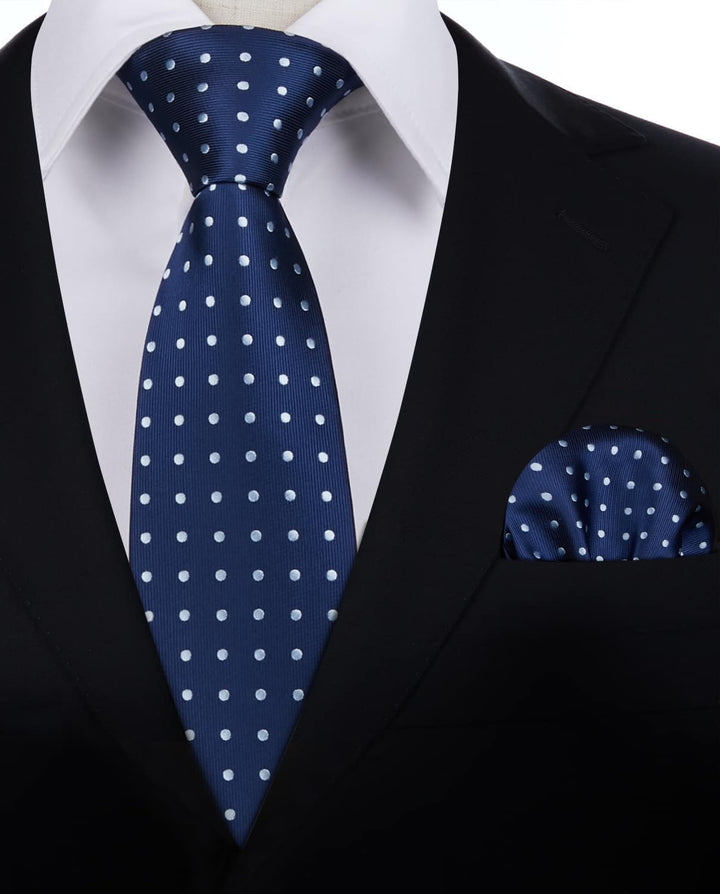 HISDERN Navy Blue Ties for Men Formal Business Woven Si