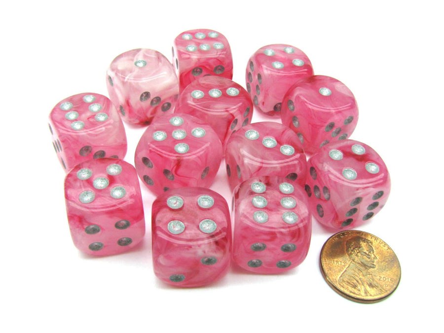 Chessex Ghostly Glow 16mm D6 Dice Block (12 Dice) - Pin