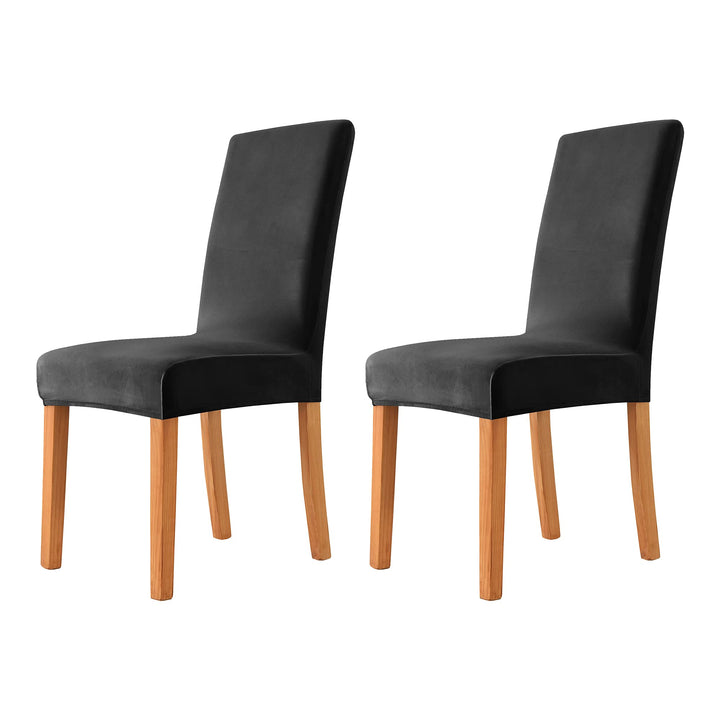 Velvet Chair Covers for Dining Room, Soft Stretch Seat Slipcovers, Washable Removable Parsons Chair Protector, Set of 4, Navy