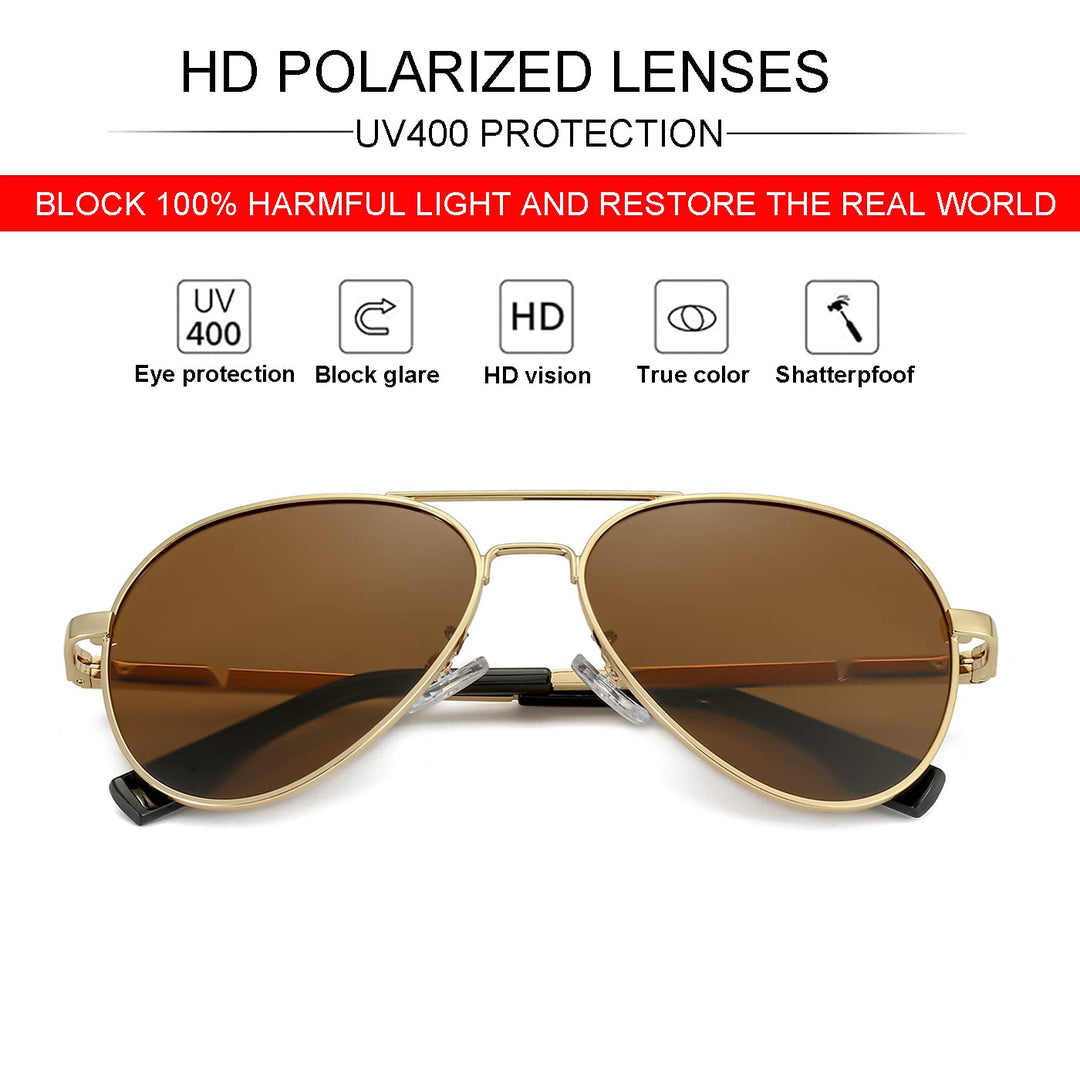 Kids Small Polarized Aviator Sunglasses for Girls and Boys Age 4-16 (Gold/Brown)