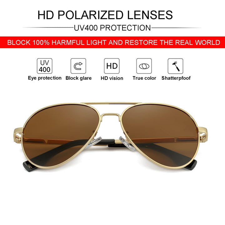 Kids Small Polarized Aviator Sunglasses for Girls and Boys Age 4-16 (Gold/Brown)