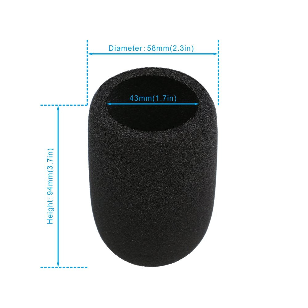 Windscreen Foam Cover, Windscreen Pop Filter for Audio-technica AT2020 Condenser Studio Microphone,Compatible with AT-2035 AT-2050 ATR2500 ATR2500X AT-4040 Microphones,(Black)