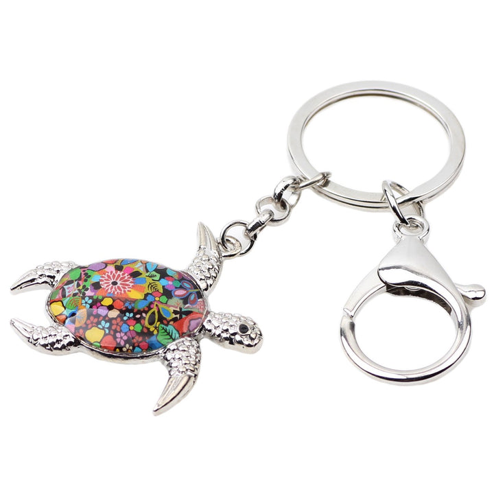 Enamel Metal Turtle Keychain For Women Girls Gifts Car Purse bag Tortoise Pendant Charms (A)