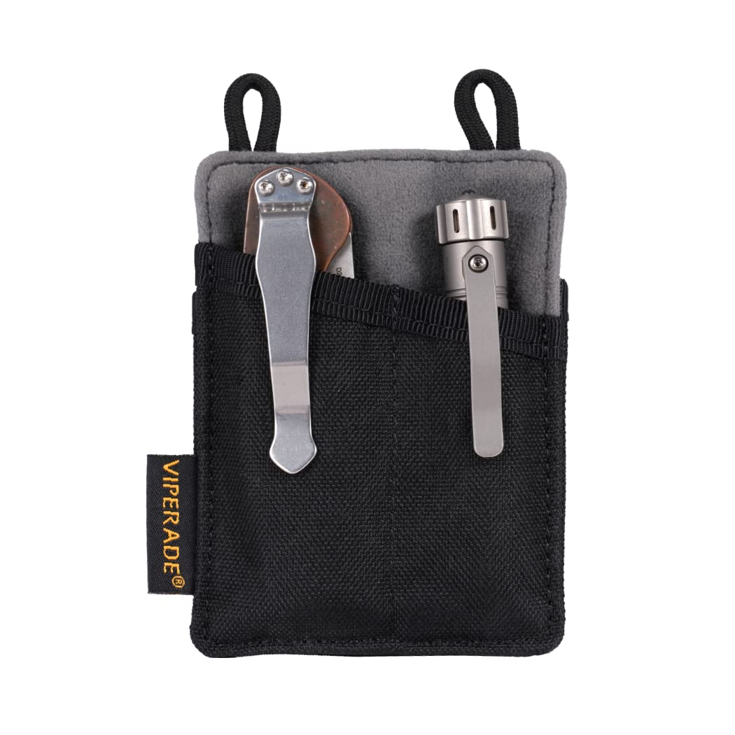 VE8 Tool Pouch, Slim EDC Organizer, Nylon EDC Pouch with 3 Tool Storage Pocket, Men Pocket Organizer for Daily Carry (Small-Black)
