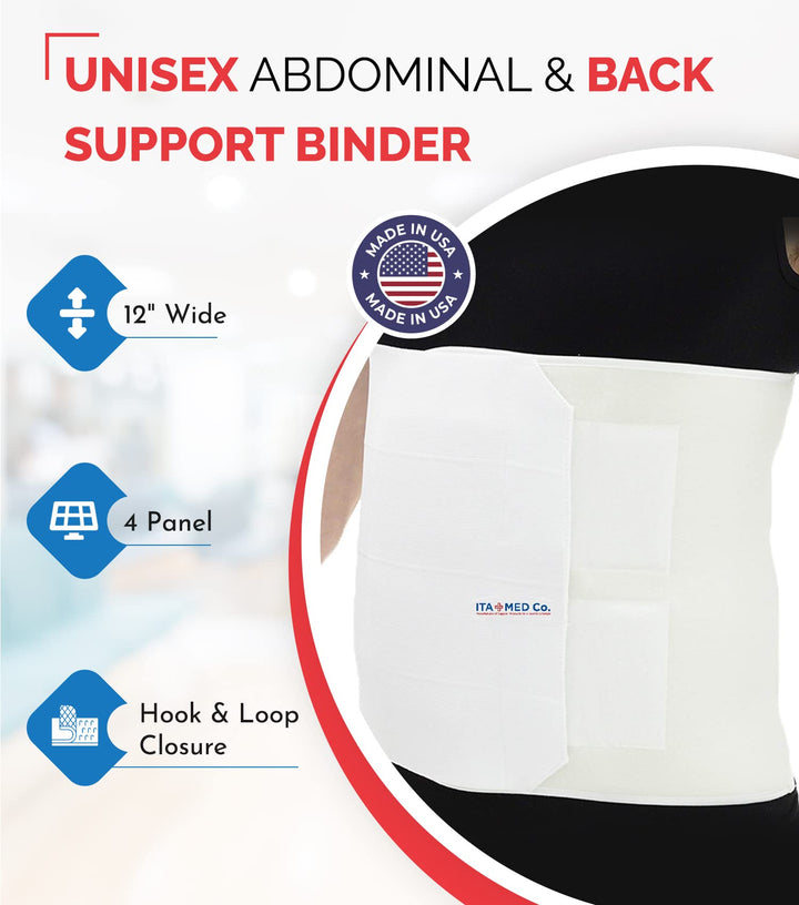 ITA-MED Elastic Abdominal Binder - 4 Panels, Unisex, 12