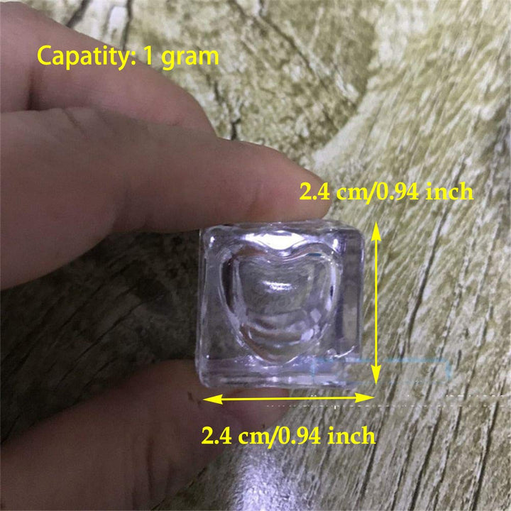 10 Pieces 1 Gram Empty Cosmetic Sample Jars Mini Square Plastic Container with Heart Inner and Lids for Makeup Lipstick Balm Eyeshadow Nail Powder, Clear