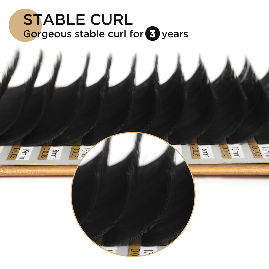 LASHVIEW Faux Mink Eyelash Extensions Thickness 0.05mm Soft C Curl Length 13mm Volume Fan for Professional Salon UseSemi-Permanent Individual Silk Lashes