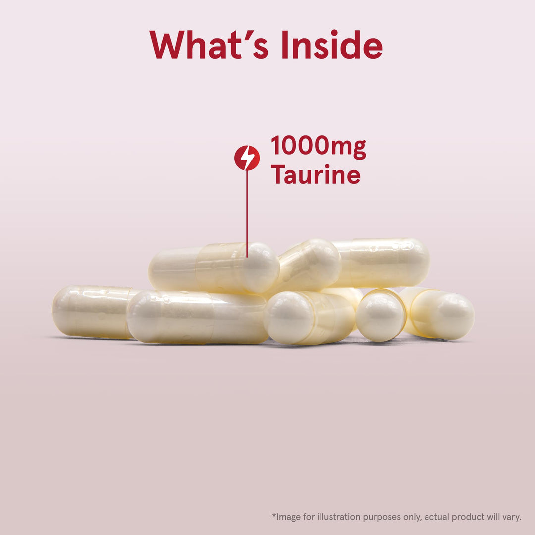 Taurine 1000 mg, Dietary Supplement, Amino Acid Supplement for Brain Health Support, 100 Capsules, 100 Day Supply