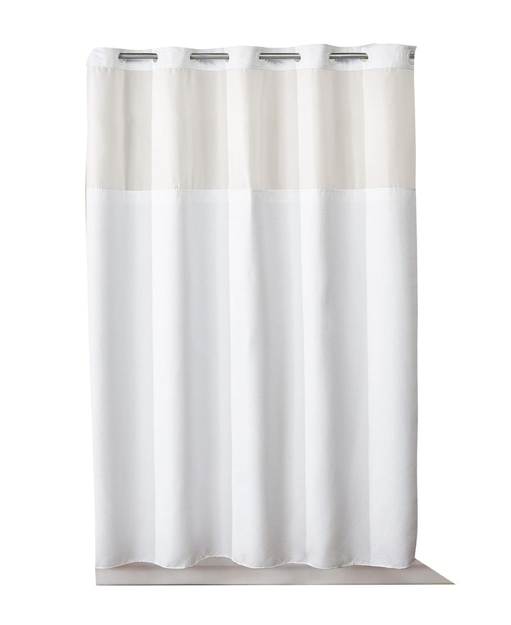 Hookless Montage Chevron Shower Curtain with Fabric Lin