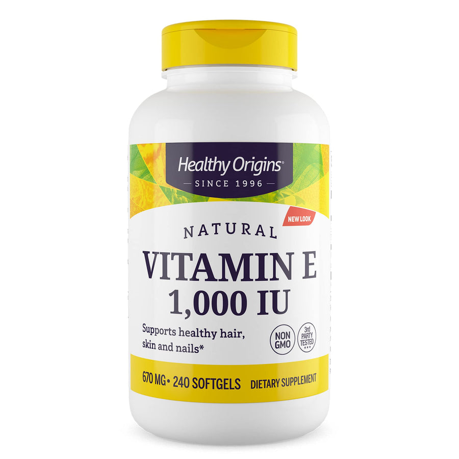 Vitamin E 1,000 IU (Natural, Non-GMO, Gluten Free, Skin Support, Cardiovascular Support), 240 Softgels