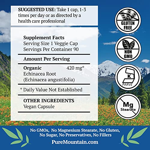 Echinacea Capsules Supplement - Kosher Vegan Caps with 420mg Organic Echinacea Root