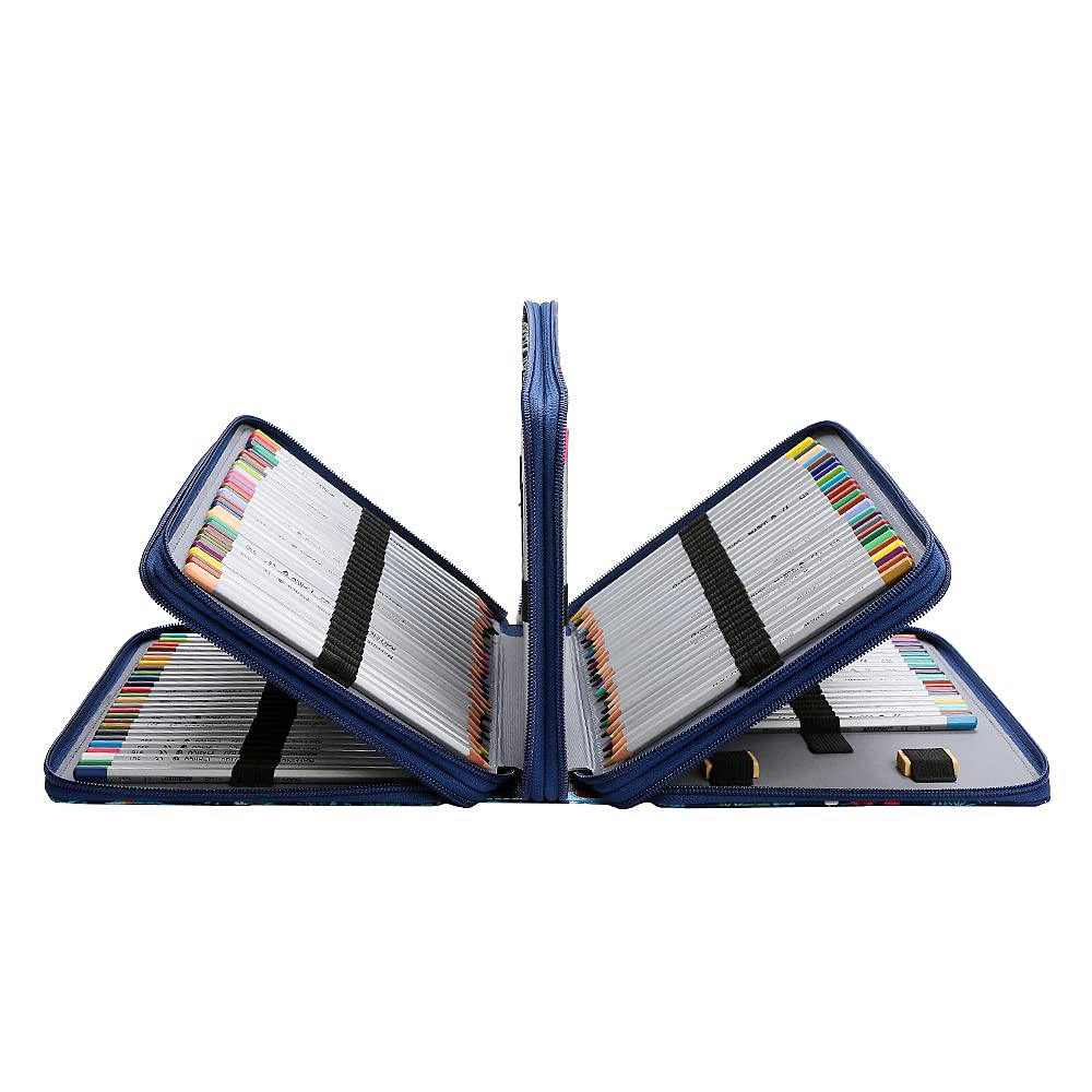 Portable Colored pencil case Jungle pencil case 200 Slots Oxford Fabric Pencil Case Slot Holds Pen Pencil Bag Organizer with Handy Wrap Portable- Multilayer Holder for Crayola Colored Pencils