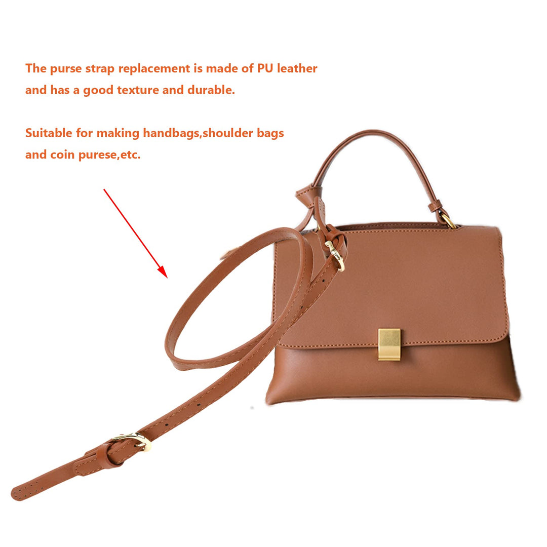 PU Leather Replacement 2 Pcs 67cm to 76cm Brown Replacement Purse Strap Leather Handles for Bags