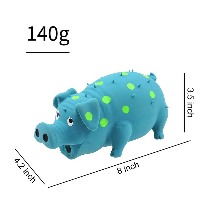 Andiker Dog Squeaky Toy, Dots Latex Dog Chew Toys with a Oinks Sound Squeaker Grunting Pig Dog Toy Durable Self Play 8 Dog Squeeze Toy for Dental Biting Chasing to Kill Boring Time (Blue)
