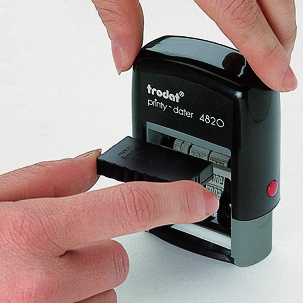 Printy 4820 Date Stamp, Self-Inking Stamp for Professional and Personal Applications, 3/8” x 1-¼”, Eco-Friendly Climate Neutral Product (Black)